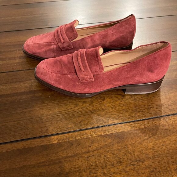 27 Edit Women's Caroline Suede Slip-On Loafers Size 7 coral red - Picture 2 of 8